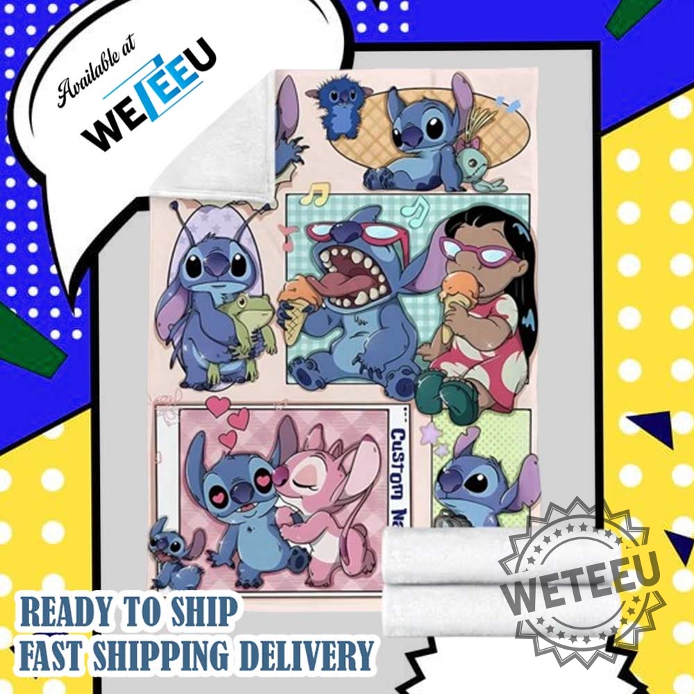 Custom Name Stitch Cartoon Plush Blanket Cozy Soft Throw For Fans 5 Custom Name Stitch Cartoon Plush Blanket – Cozy Soft Throw for Fans