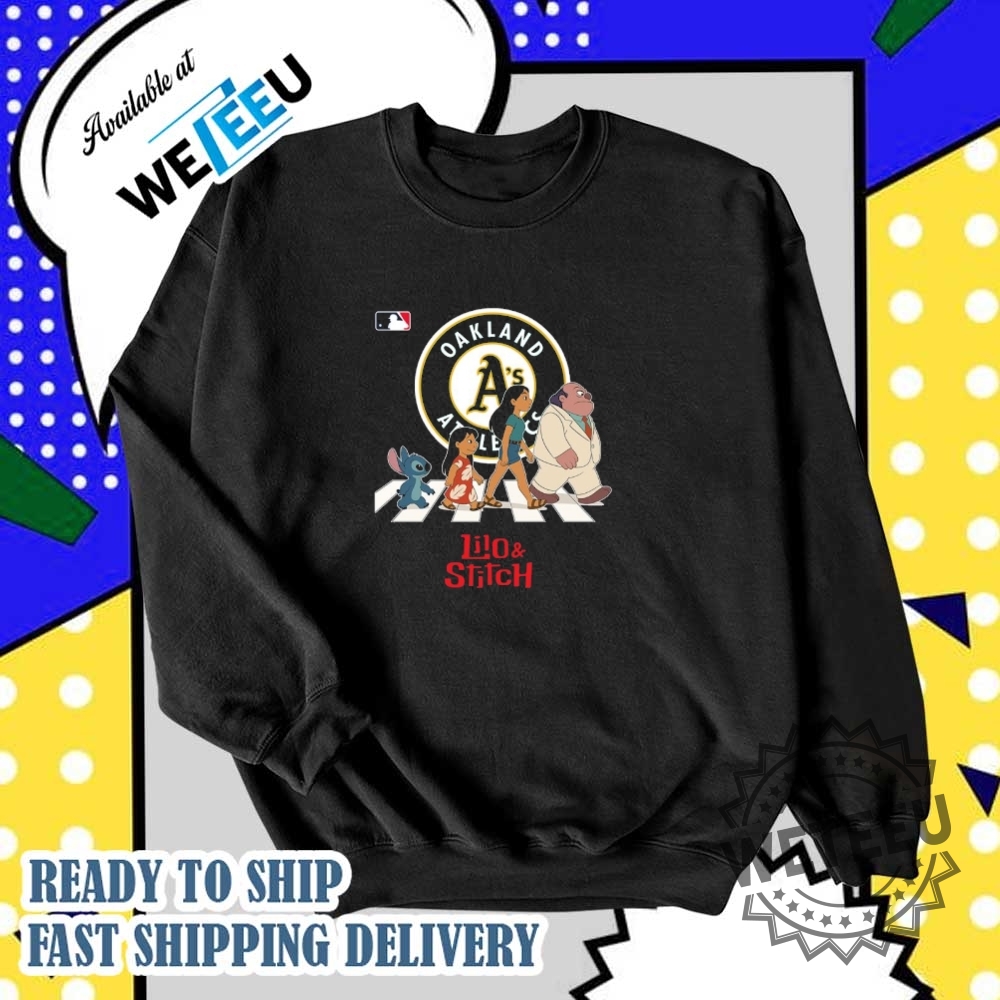 Oakland Athletics Mlb Lilo And Stitch Characters Abbey Road Shirt 6 Oakland Athletics MLB Lilo and Stitch characters abbey road shirt