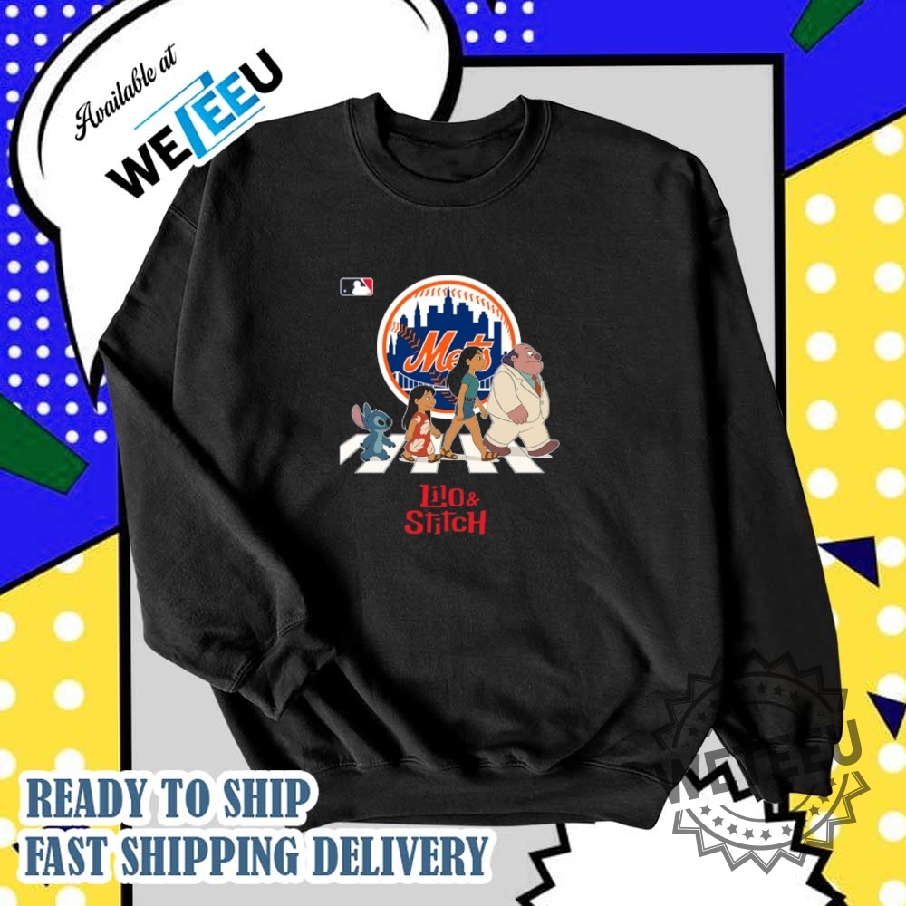 New York Mets Mlb Lilo And Stitch Characters Abbey Road Shirt 6 New York Mets MLB Lilo and Stitch characters abbey road shirt