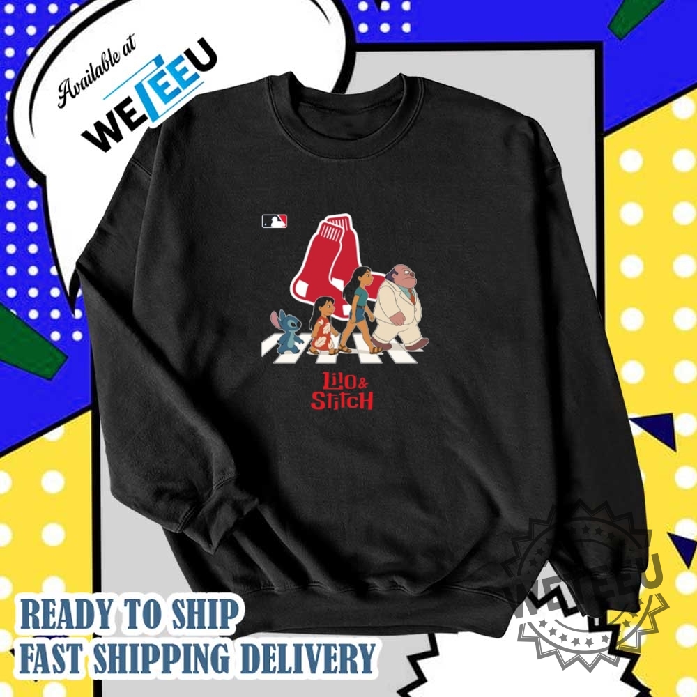Boston Red Sox Mlb Lilo And Stitch Characters Abbey Road Shirt 6 Boston Red Sox MLB Lilo and Stitch characters abbey road shirt