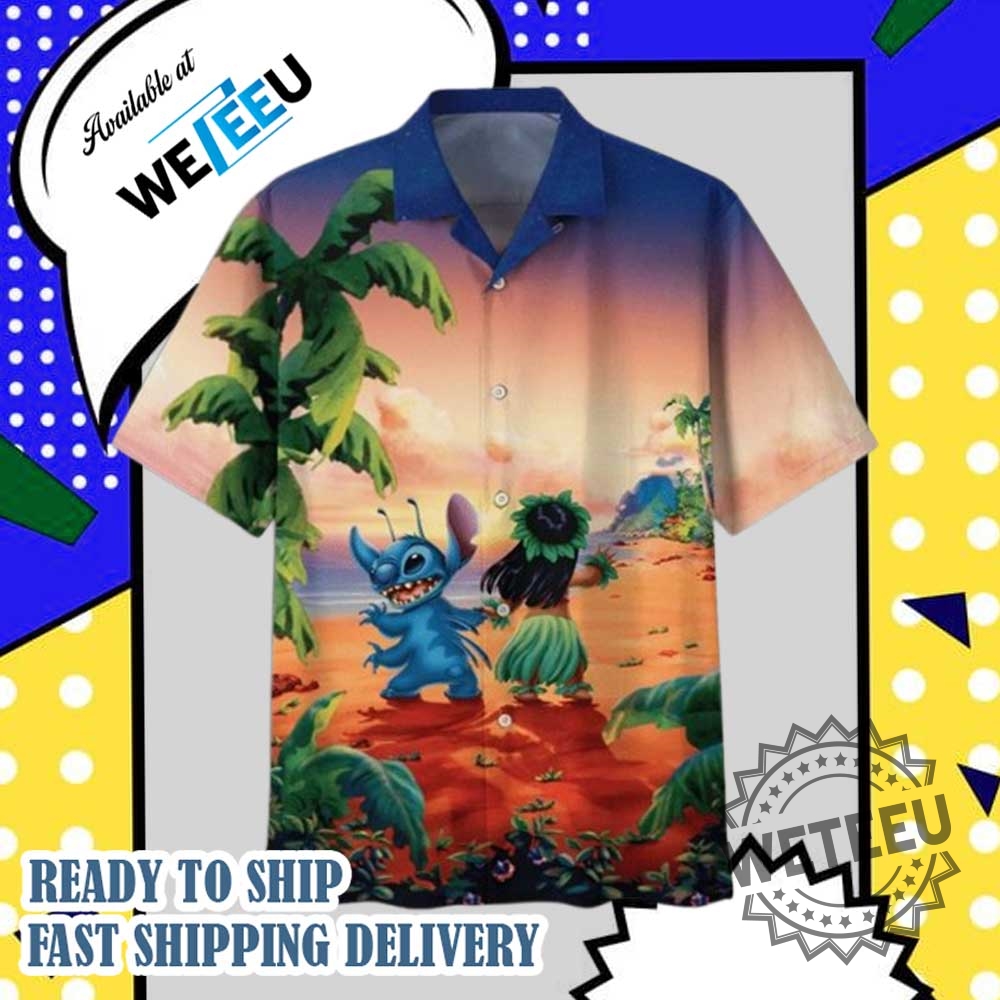 Lilo And Stitch Dancing On The Beach Hawaiian Shirt