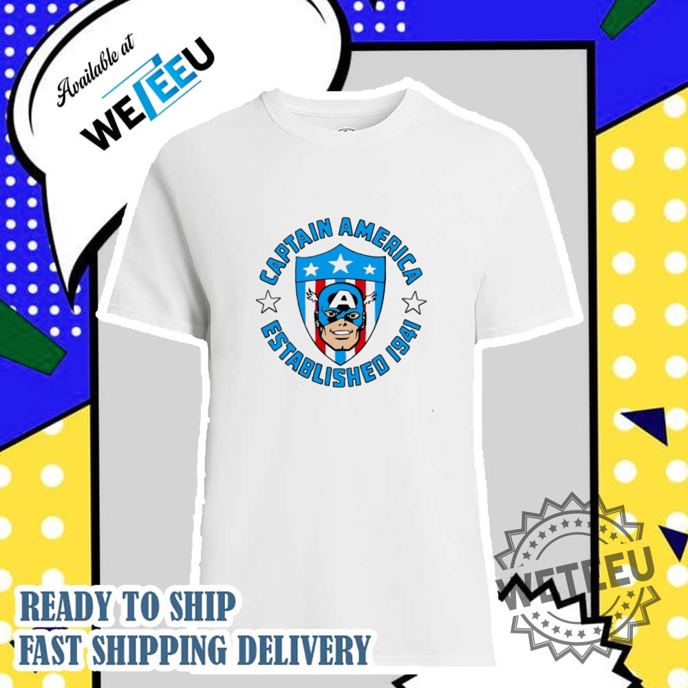 Captain America Established 1941 Shield Emblem Cartoon Shirt