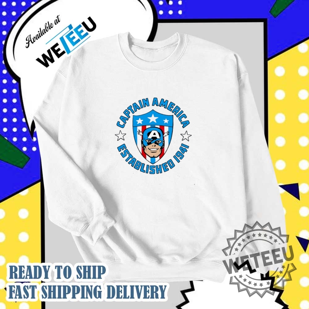 Captain America Established 1941 Shield Emblem Cartoon Shirt 6 Captain America established 1941 shield emblem cartoon shirt