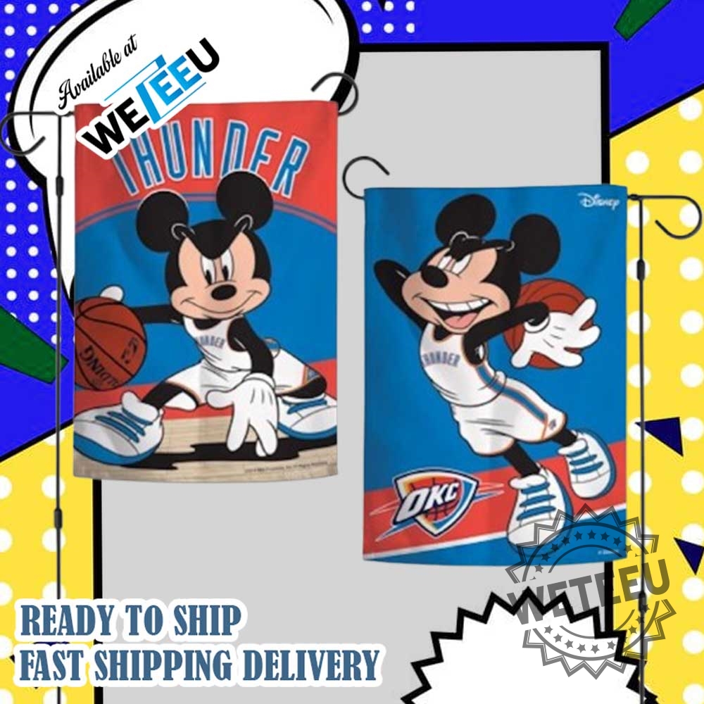 Oklahoma City Thunder Mickey Mouse Garden Flag 3 Oklahoma City Thunder Mickey Mouse Garden Flag