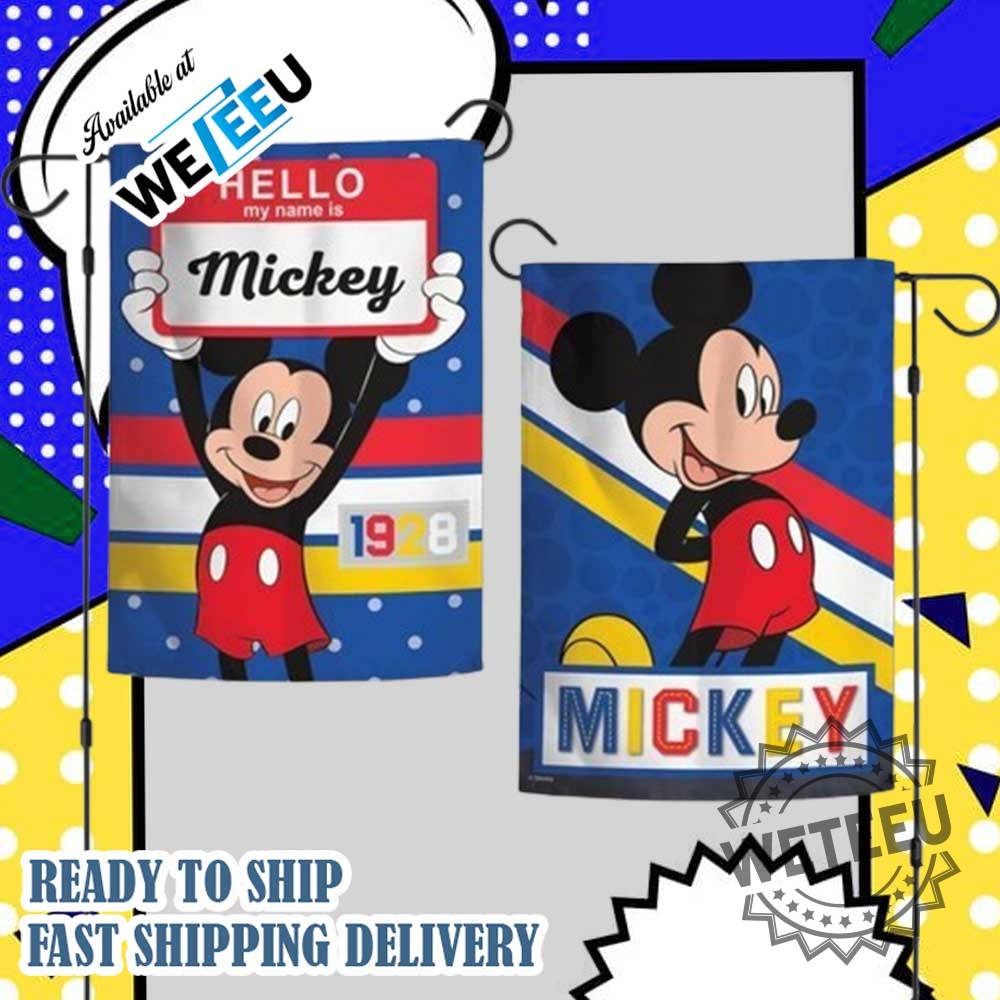 Disney Mickey Mouse Hello Mickey Retro 2 Sided Indoor Outdoor Garden Flag