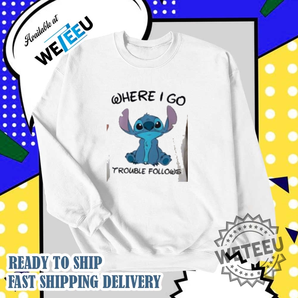 Stitch And Angel Where I Go Trouble Follows Couple Shirt 6 Stitch And Angel Where I Go Trouble Follows Couple Shirt