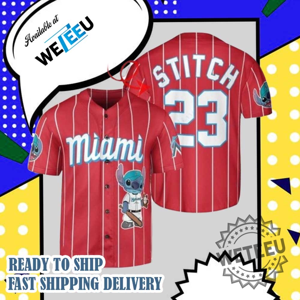 Miami Marlins Stitch Custom Name And Number Baseball Jersey