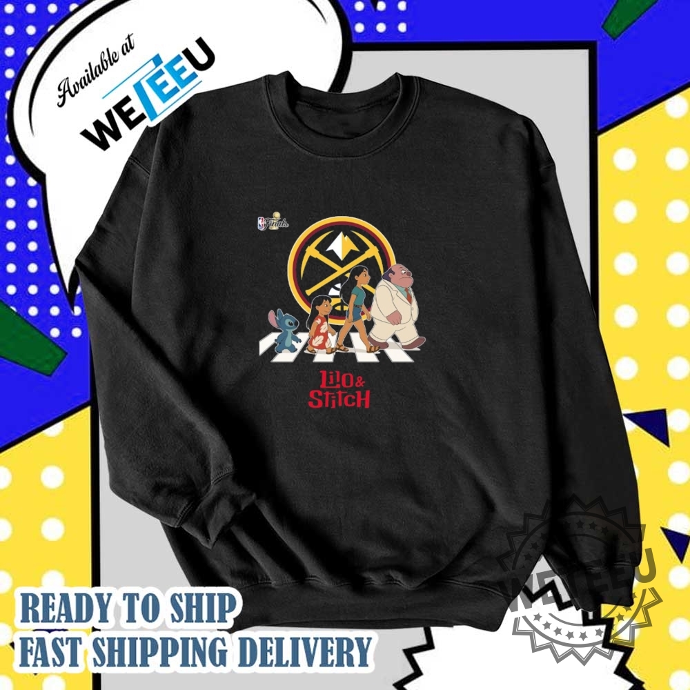 Nba Denver Nuggets Lilo And Stitch Characters Abbey Road Shirt 4 NBA Denver Nuggets Lilo and Stitch characters abbey road shirt