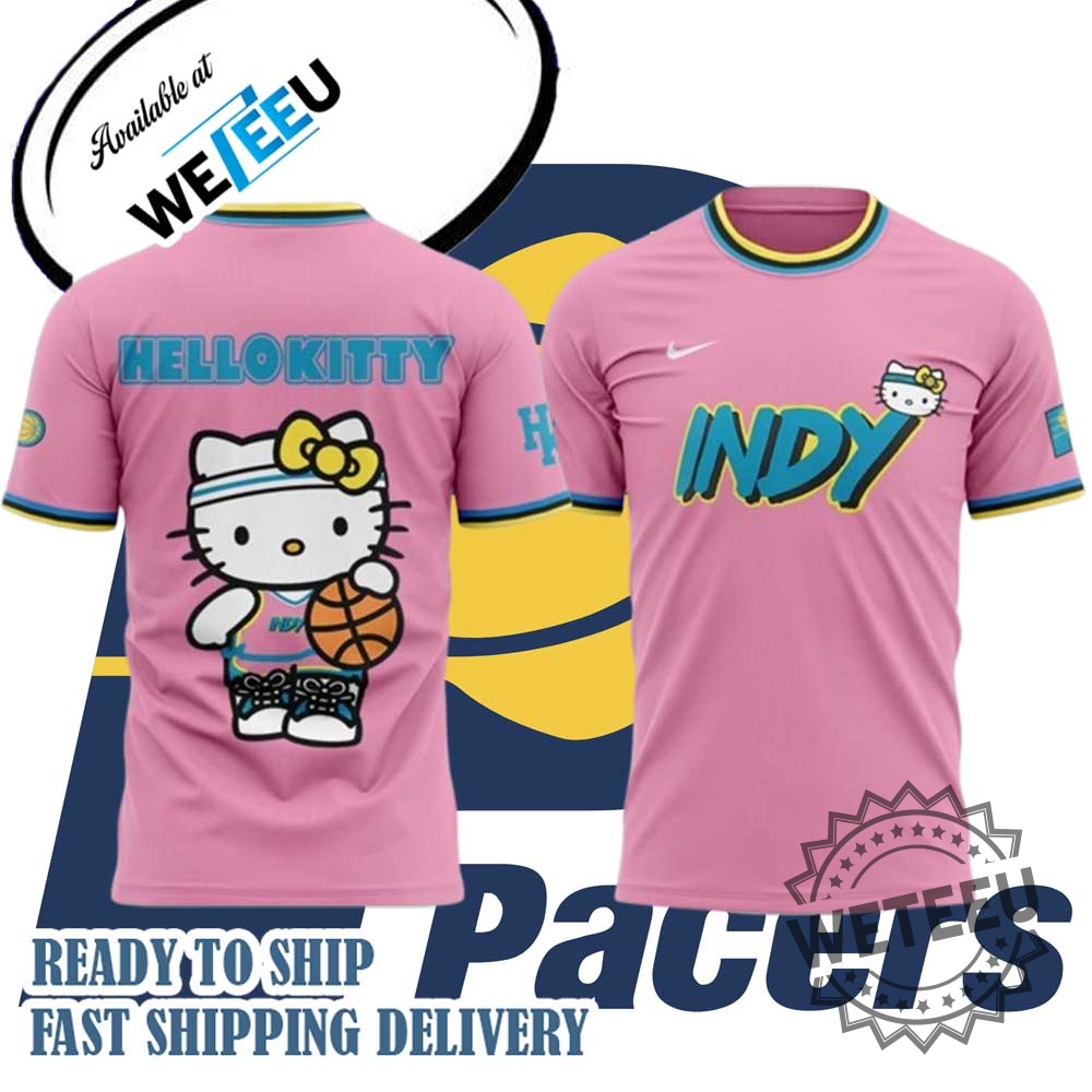 New Indiana Pacers 2024 Hello Kitty Pink Tshirt