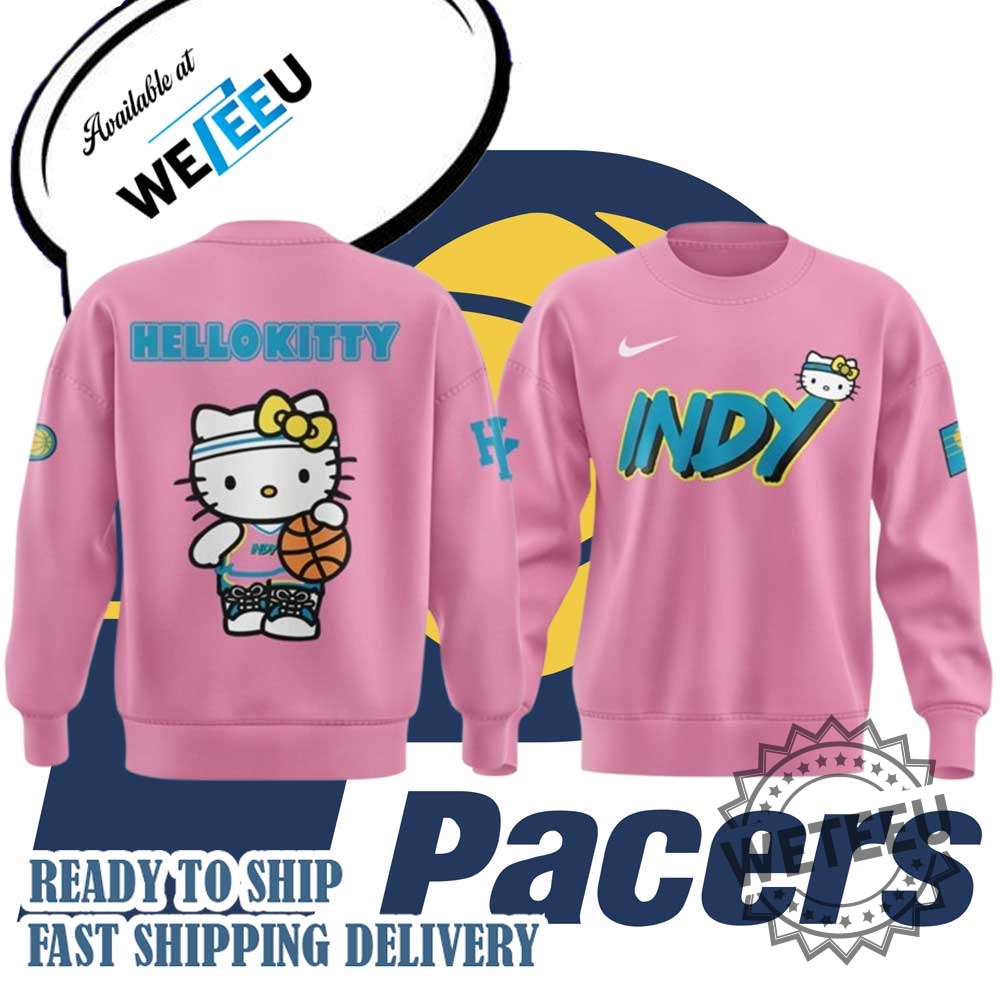New Indiana Pacers 2024 Hello Kitty Pink Sweatshirt