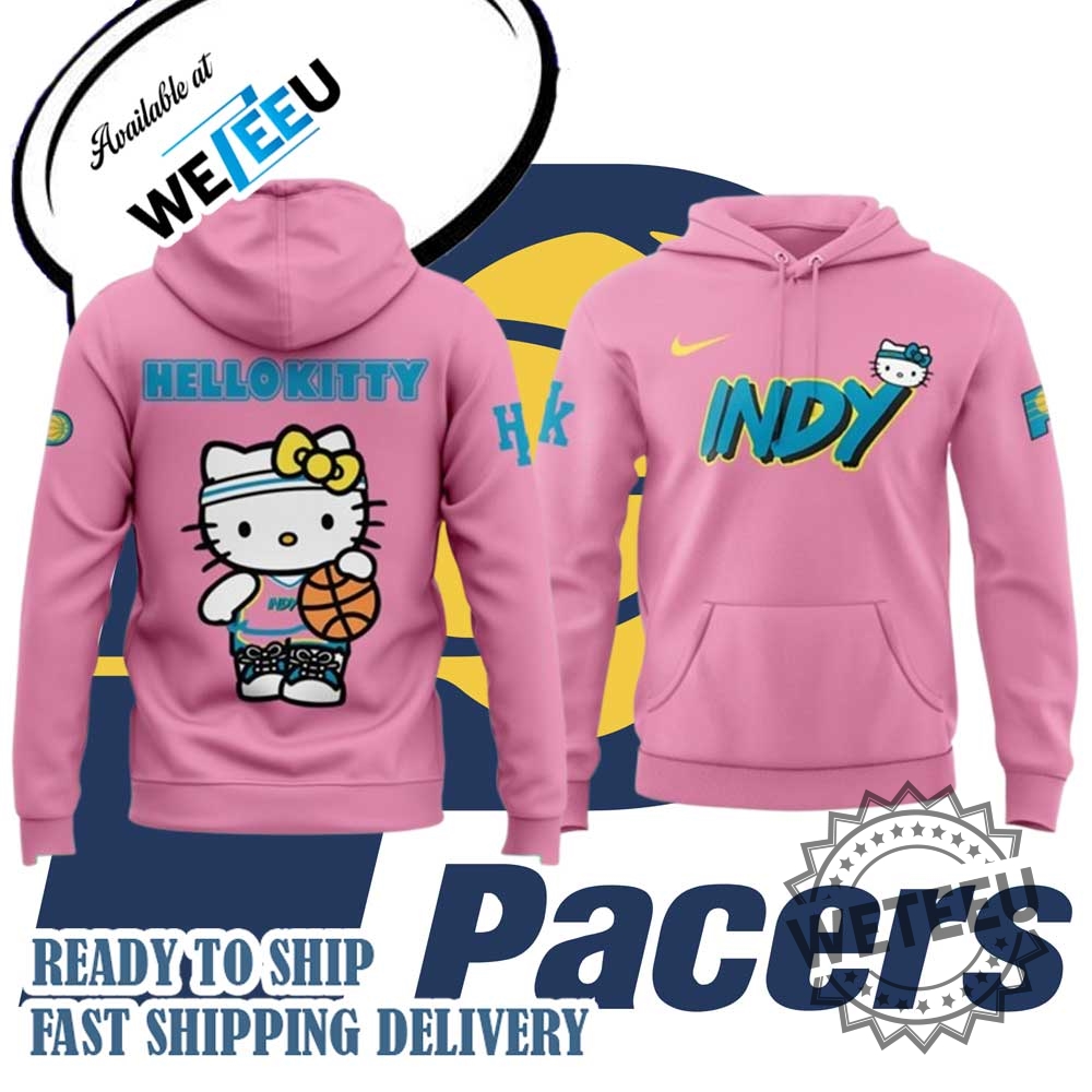 New Indiana Pacers 2024 Hello Kitty Pink Hoodie