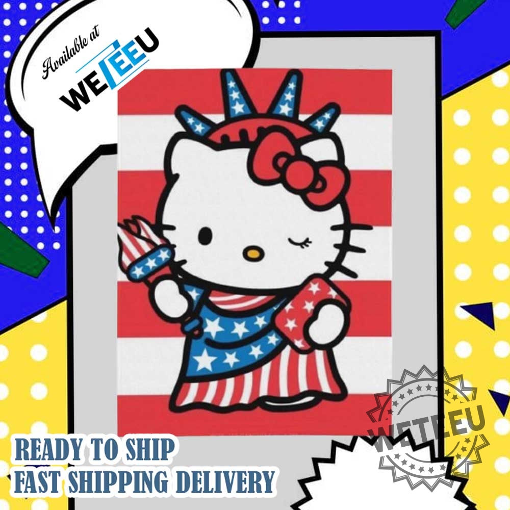 Hello Kitty American Flag Blanket Cute Usa Independence Day Throw 3 Hello Kitty American Flag Blanket – Cute USA Independence Day Throw