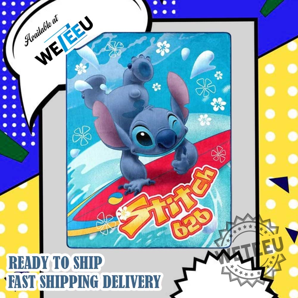 Stitch 626 Fleece Blanket Cute Blue Alien Throw 4 Stitch 626 Fleece Blanket – Cute Blue Alien Throw