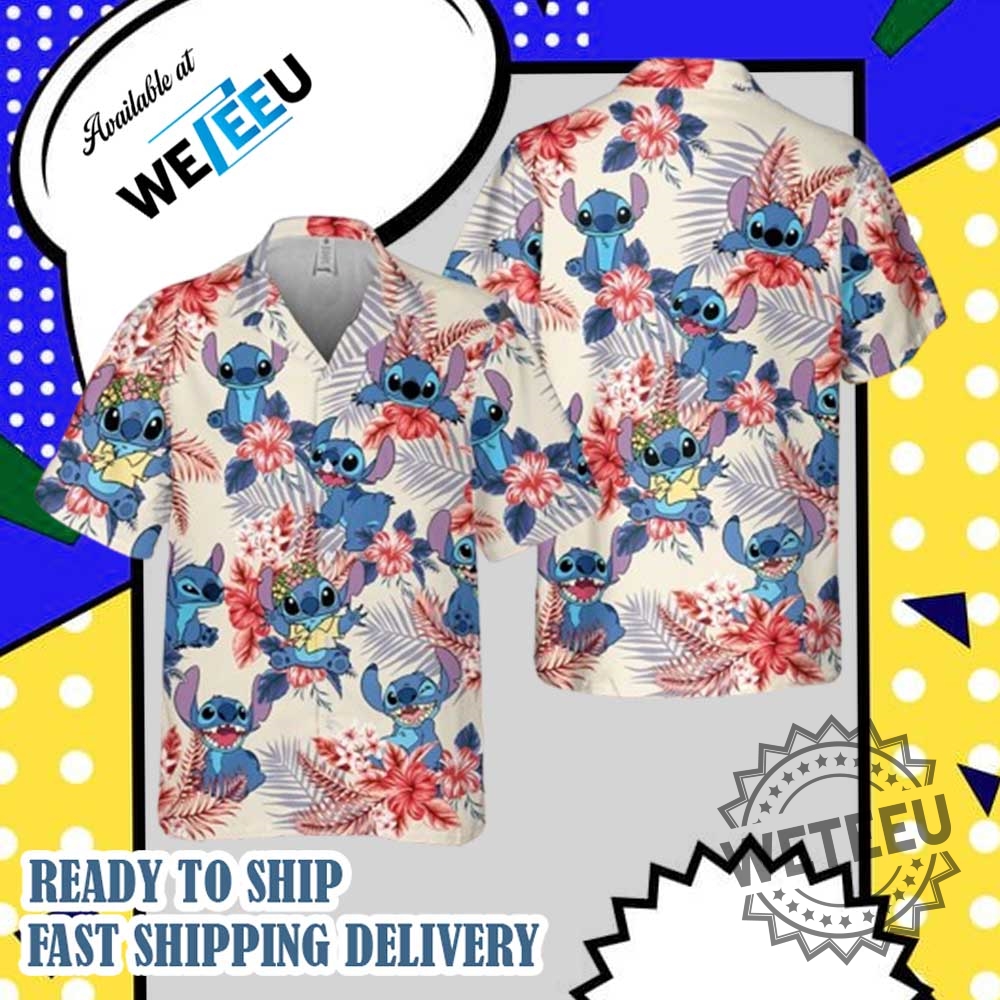 Stitch Hawaiian Shirt Cute Tropical Aloha Beach Buttonup For Summer Vibes
