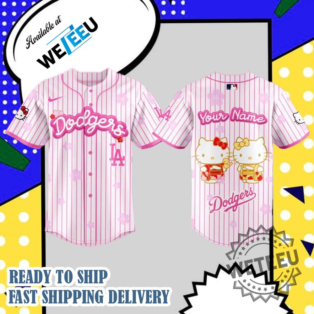 Custom Los Angeles Dodgers Hello Kitty Baseball Jersey