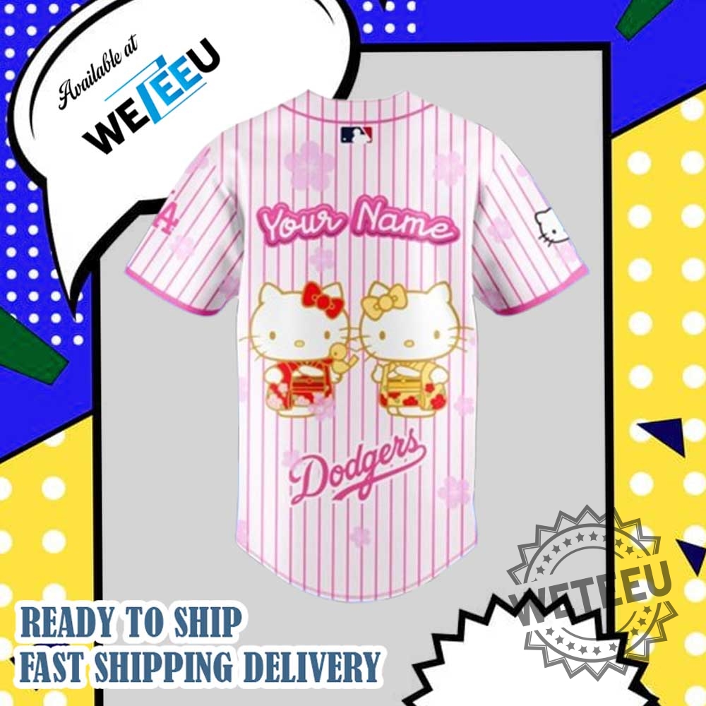 Custom Los Angeles Dodgers Hello Kitty Baseball Jersey 3 Custom Los Angeles Dodgers Hello Kitty Baseball Jersey