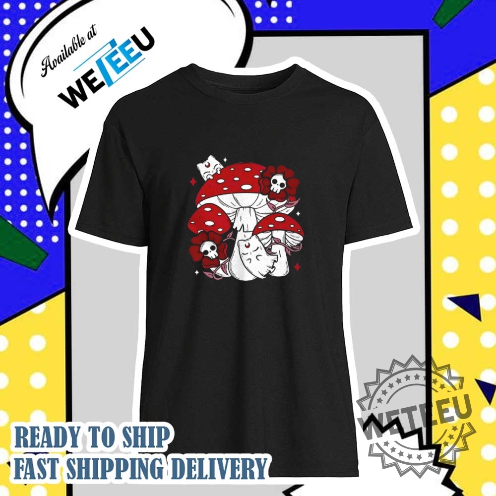 Ghost Cat And Mushrooms Shirt