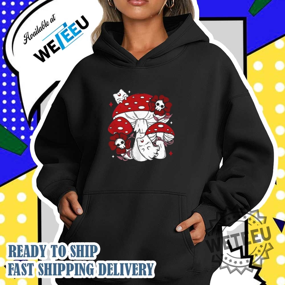 Ghost Cat And Mushrooms Shirt 5 Ghost cat and mushrooms shirt