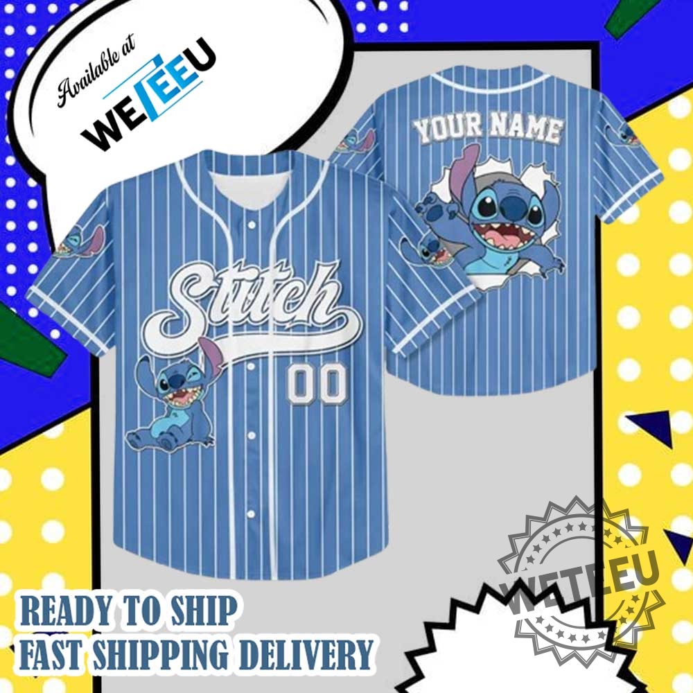 Personalized Stitch Jersey Cute Disney Baseball Shirt For Fans
