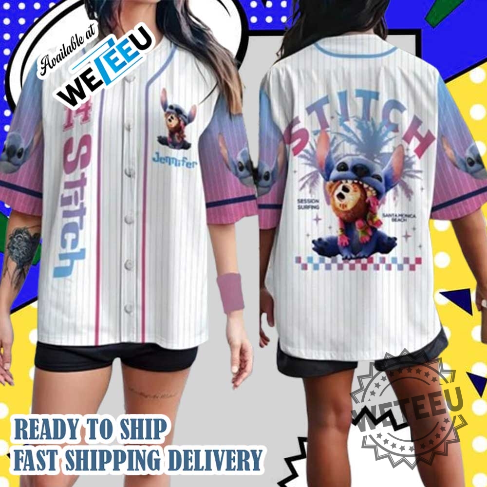 Custom Stitch Baseball Jersey Surfing Santa Monica Personalized Shirt For Women-weteeu_1