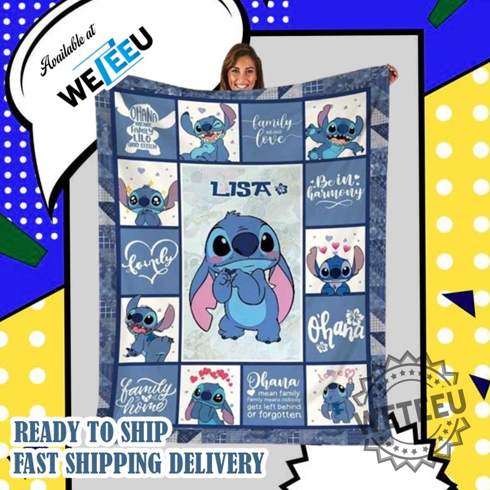 Stitch Personalized Family Member Name Fleece Blanket