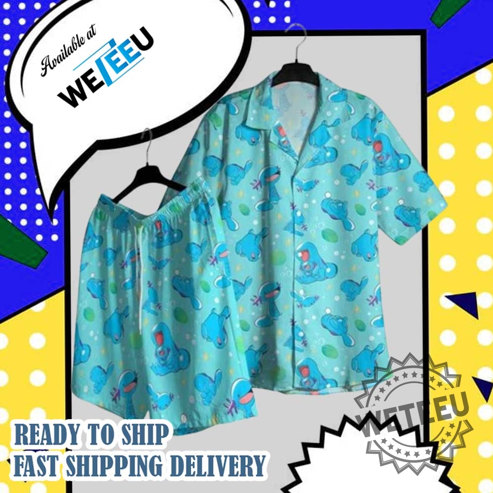 Wooper Quagsire Water Type Pokemon Hawaiian Shirt And Shorts