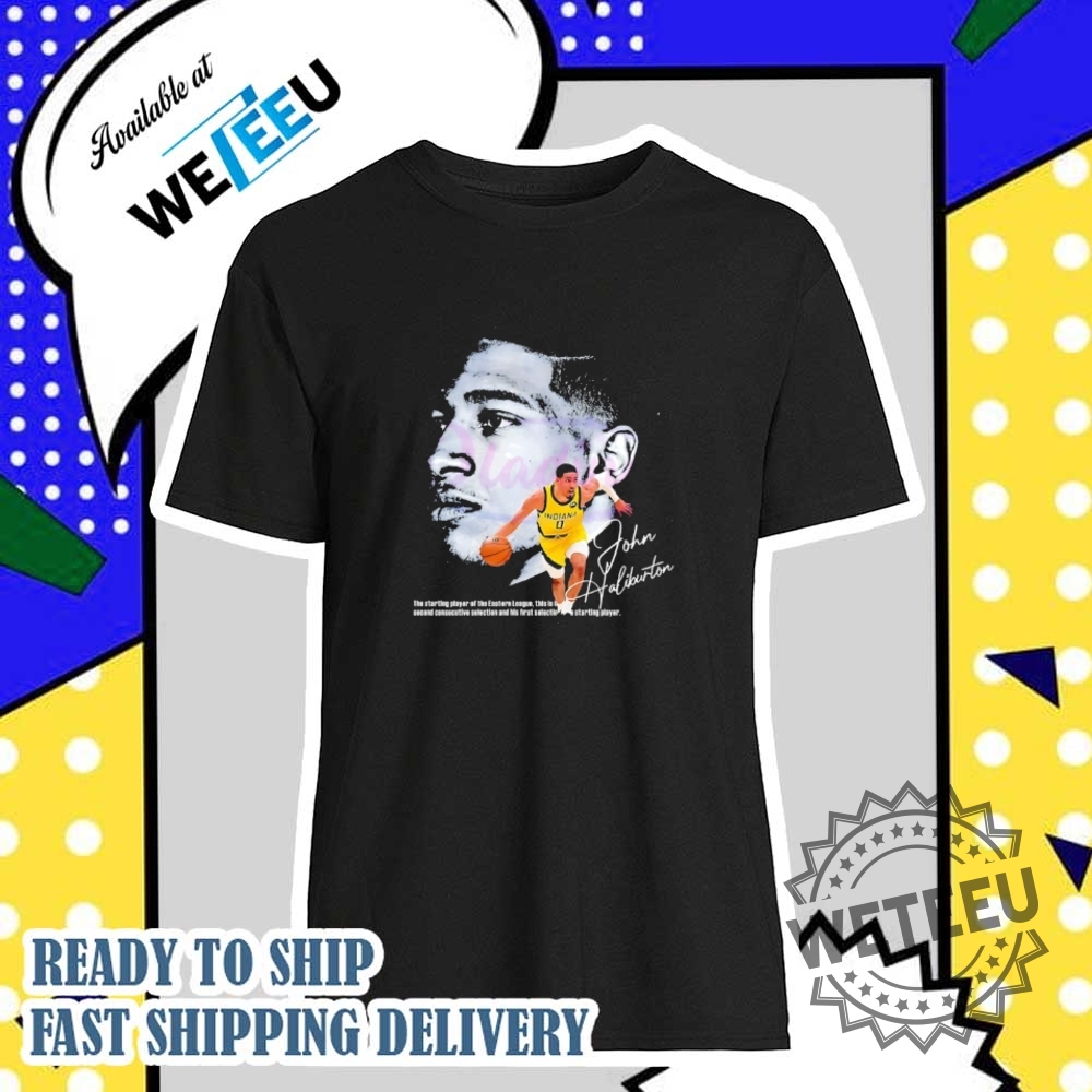 "Top Personalized and Themed T-Shirts: Star Wars, Bluey, Minions & More" 40 Tyrese Haliburton Indiana Pacers 2025 Finals Dual Portrait Shirt