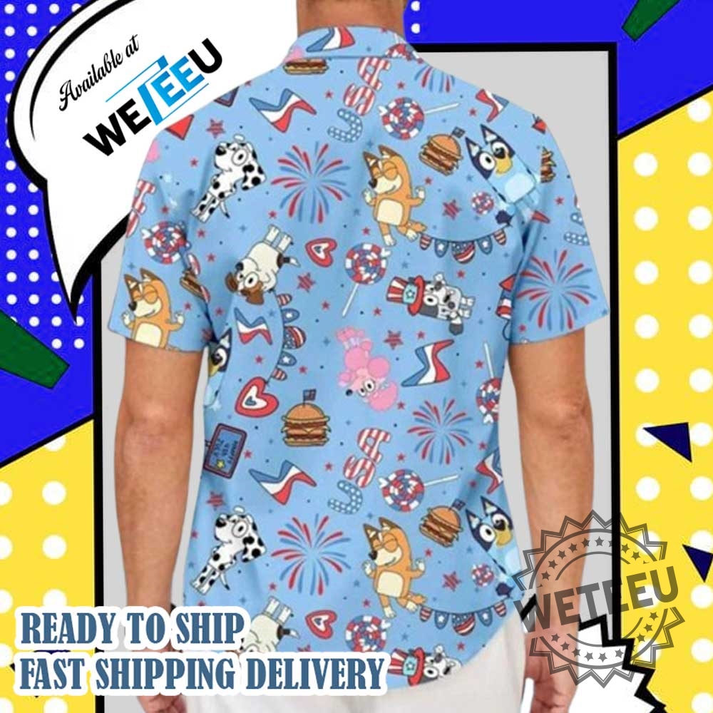 Bluey National Day July 4 Hawaiian Shirt Gift For Fathers Day