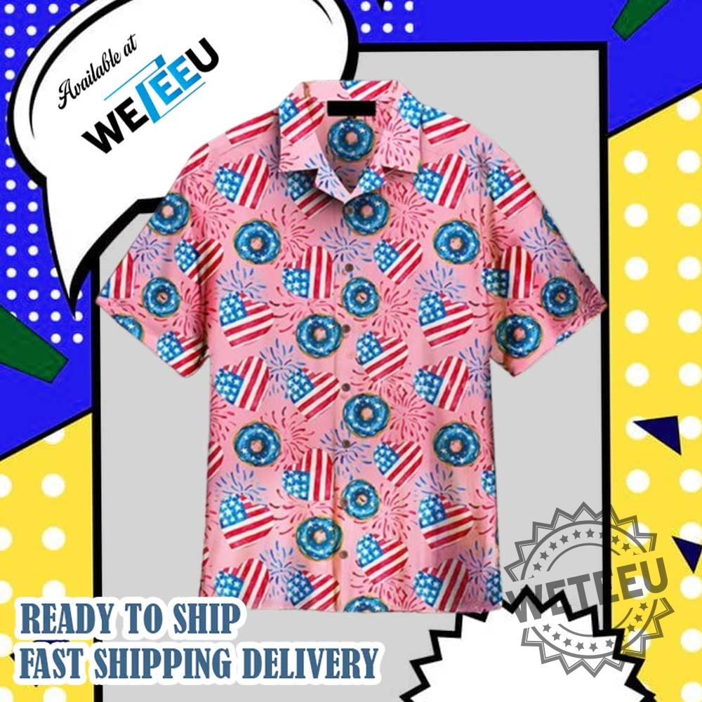 4Th Of July Love American Donuts Hawaiian Shirt