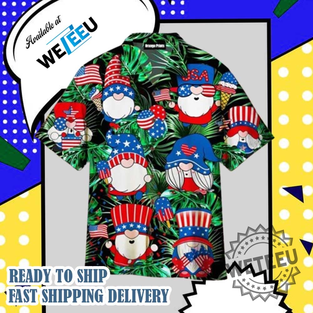 4Th Of July Happy Independence Day Gnomes Dancing Hawaiian Shirt