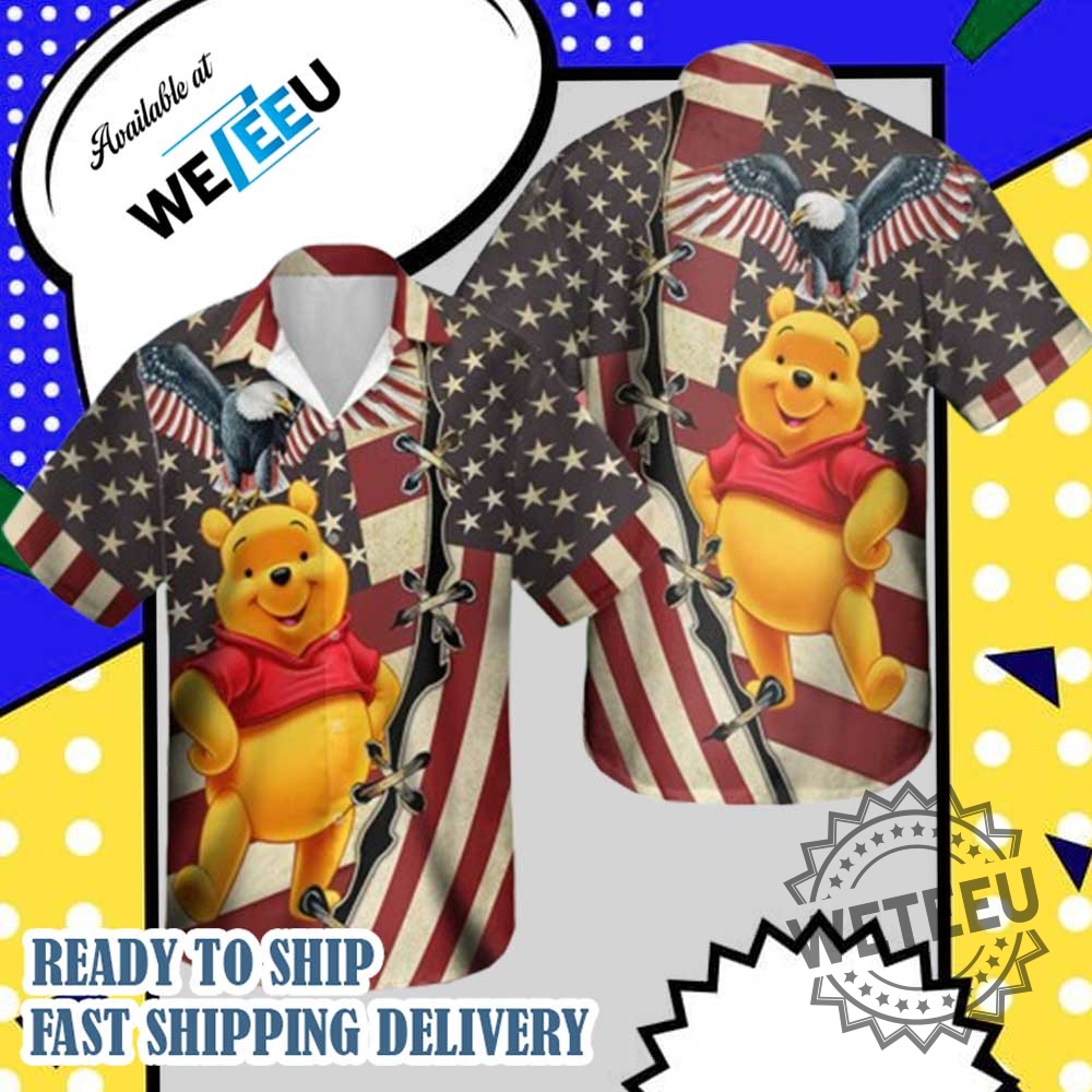 America Flag Patriot Pooh Bear 4Th Of July Hawaiian Shirt
