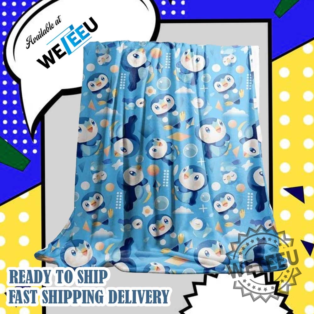 "Top Pokemon-Themed Apparel: Hawaiian Shirts, T-Shirts, and More" 19 Piplup Penguin Pokemon Fleece Blanket