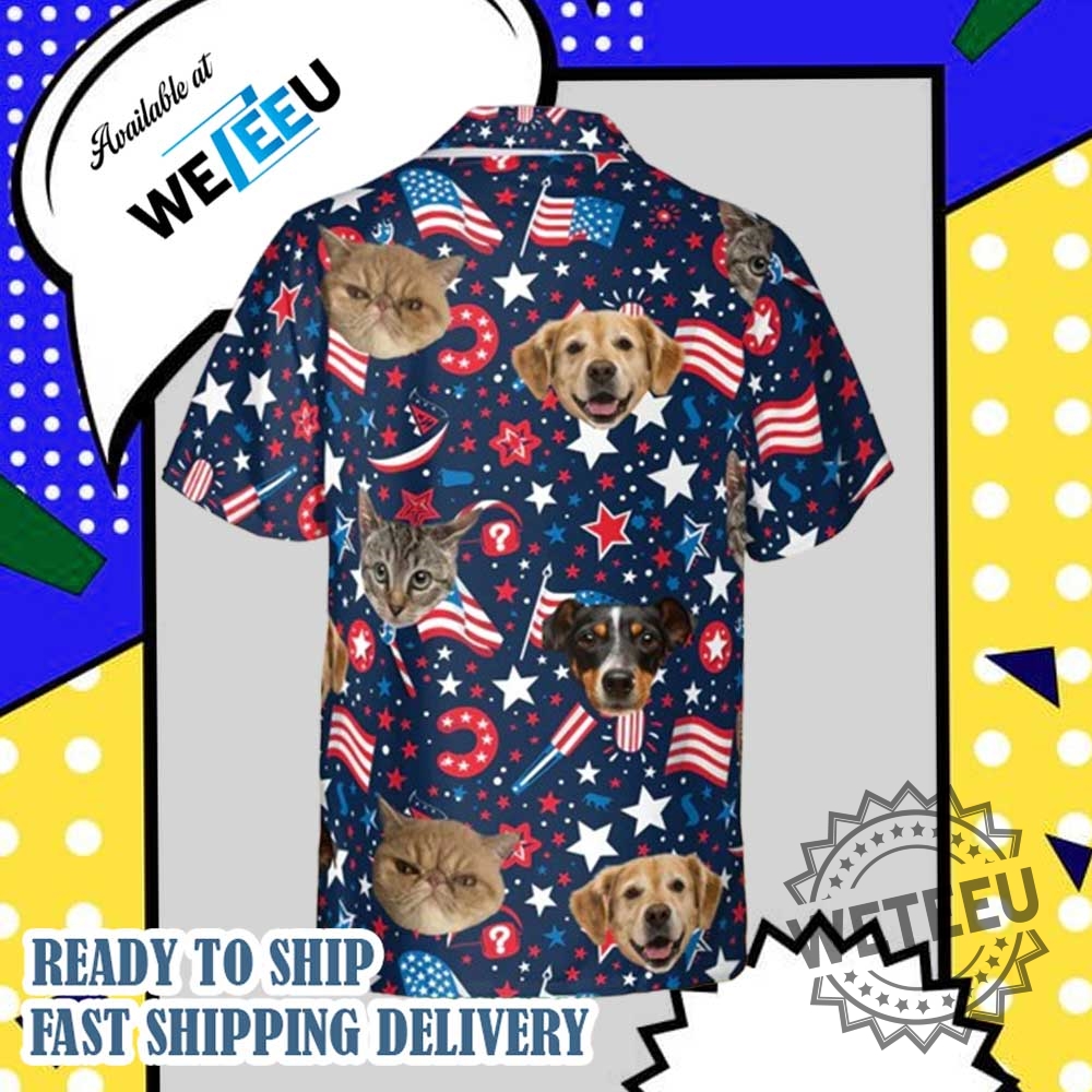 Custom Pet Face 4Th Of July Hawaiian Shirt 4 Custom Pet Face 4th of July Hawaiian Shirt
