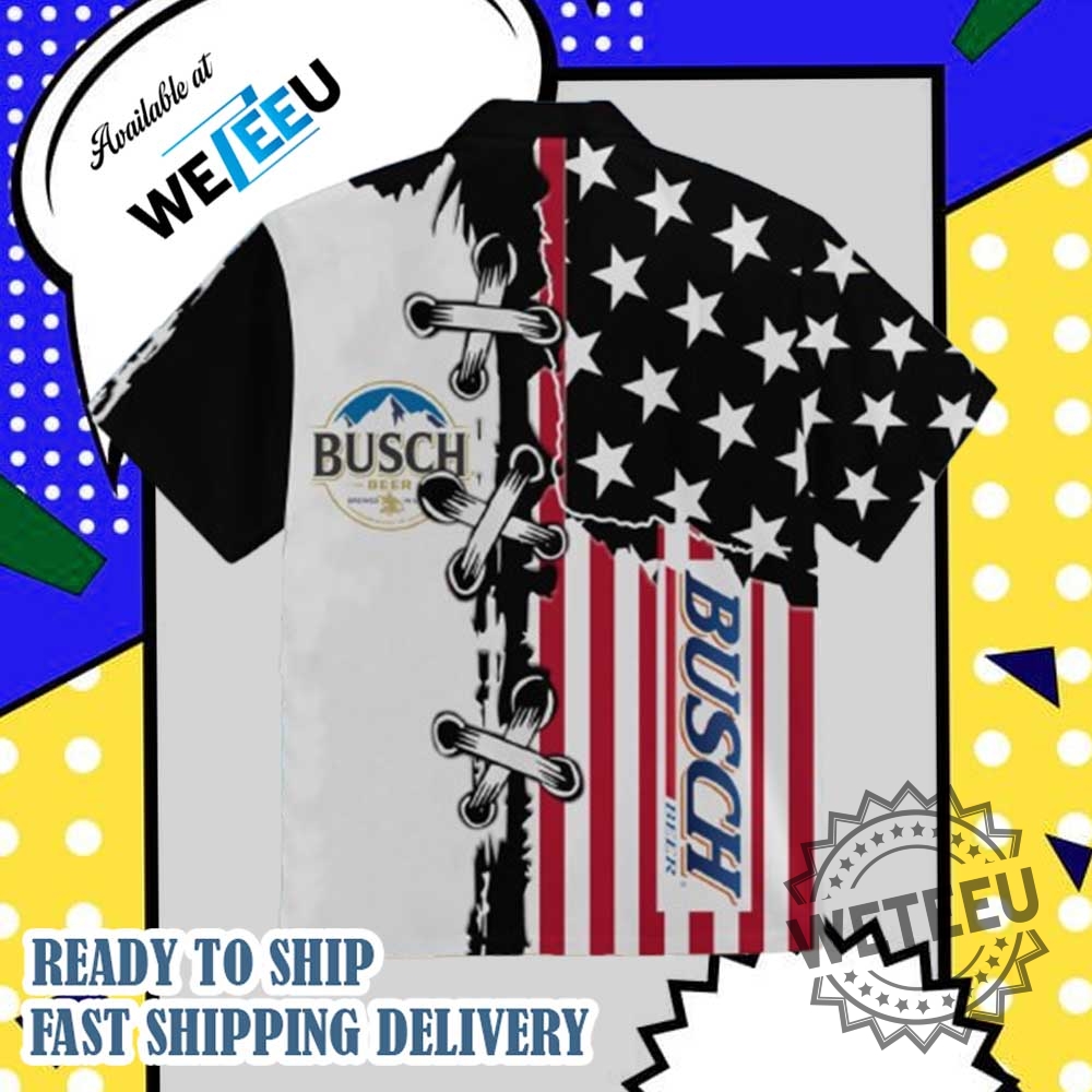 Busch Beer American Flag Hawaiian Shirt