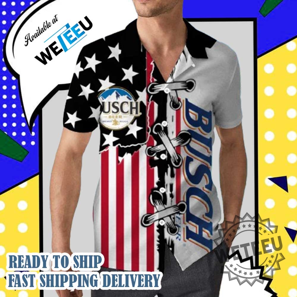 Busch Beer American Flag Hawaiian Shirt 3 Busch Beer American Flag Hawaiian Shirt