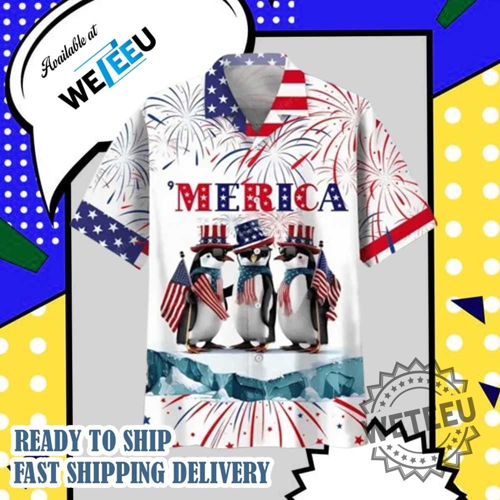 Penguins 4Th Of July Merica Hawaiian Shirt