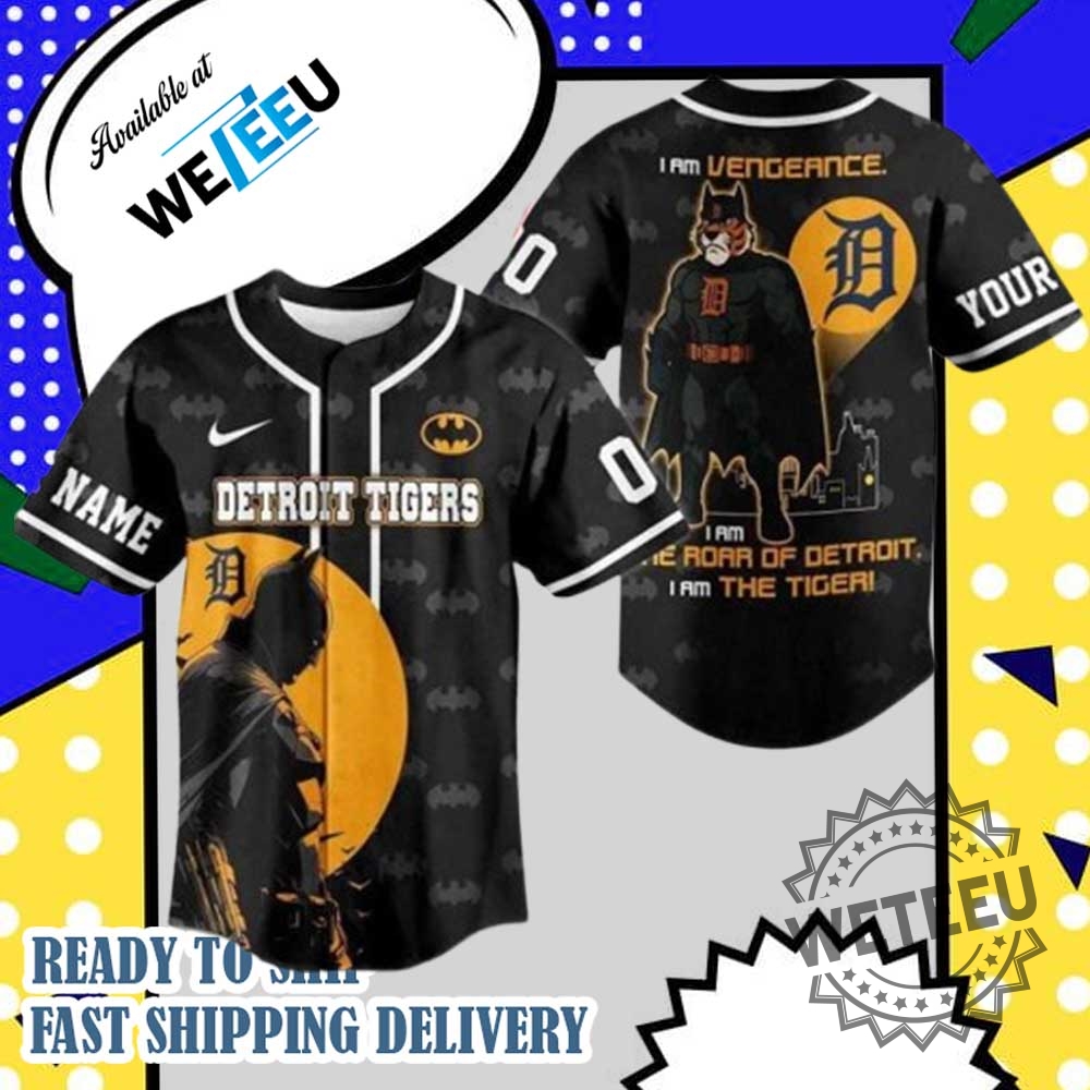 Personalized Detroit Tigers X Batman I Am Vengeance Baseball Jersey Unique