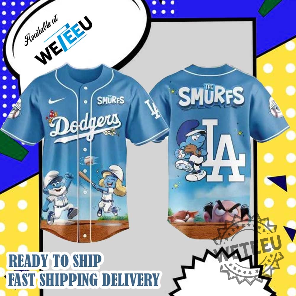 Los Angeles Dodgers Mlb X The Smurfs Night Special Baseball Jersey