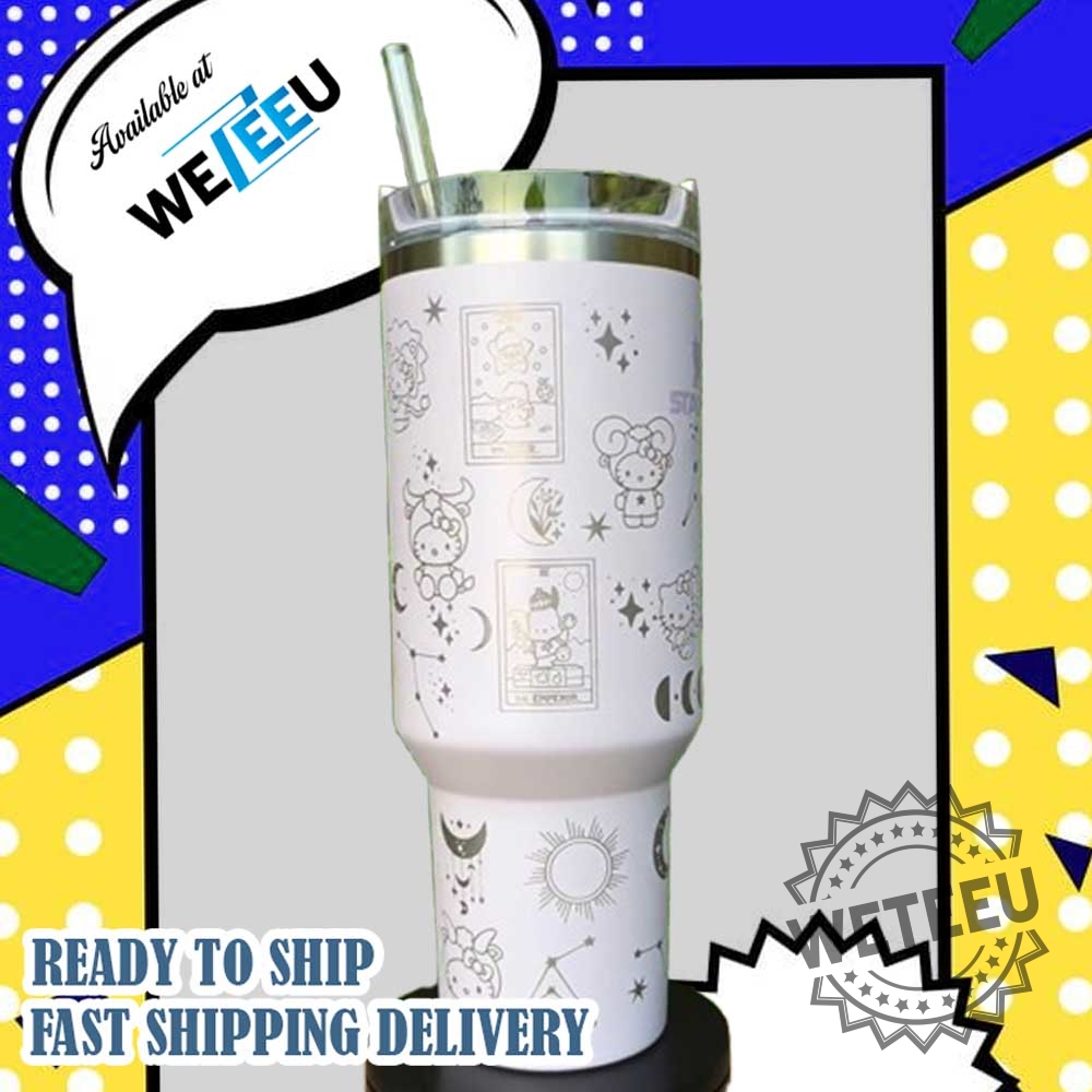 Stanley Hello Kitty Tumbler With Gold Star Moon Design 5 Stanley Hello Kitty Tumbler with Gold Star & Moon Design