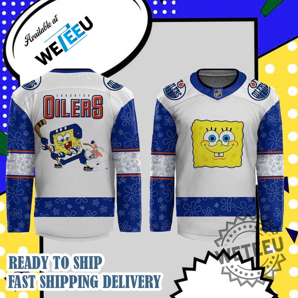 Edmonton Oilers Spongebob 25Th Anniversary Special Hockey Jersey