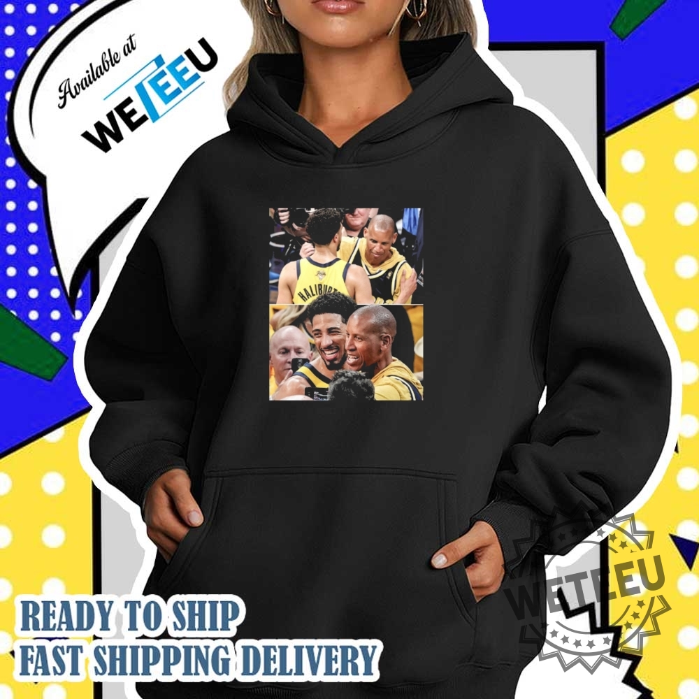 Reggie Miller And Tyrese Haliburton 2025 Nba Finals Game 3 Indiana Pacers Shirt 5 Reggie Miller And Tyrese Haliburton 2025 NBA Finals Game 3 Indiana Pacers Shirt