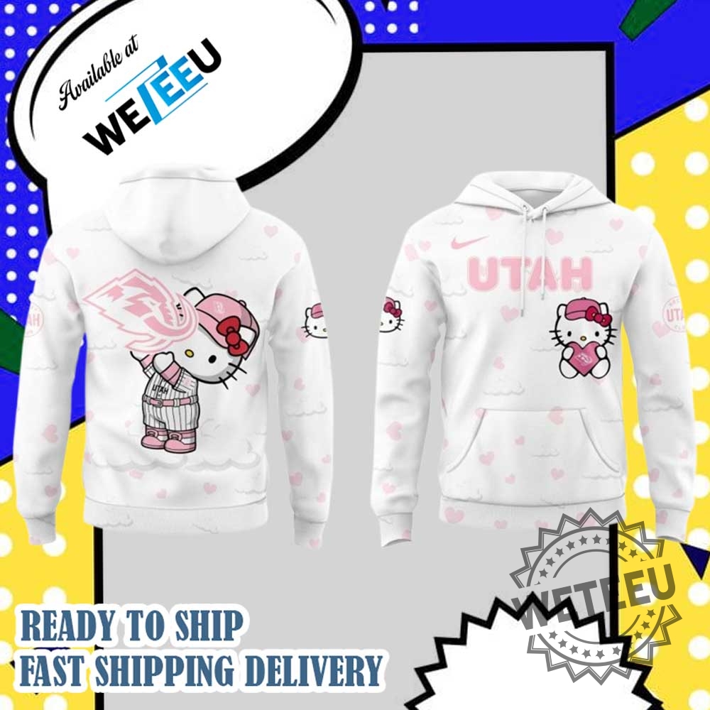 Utah Mammoth Hello Kitty Night Plush 2025 All Over Print Hoodie