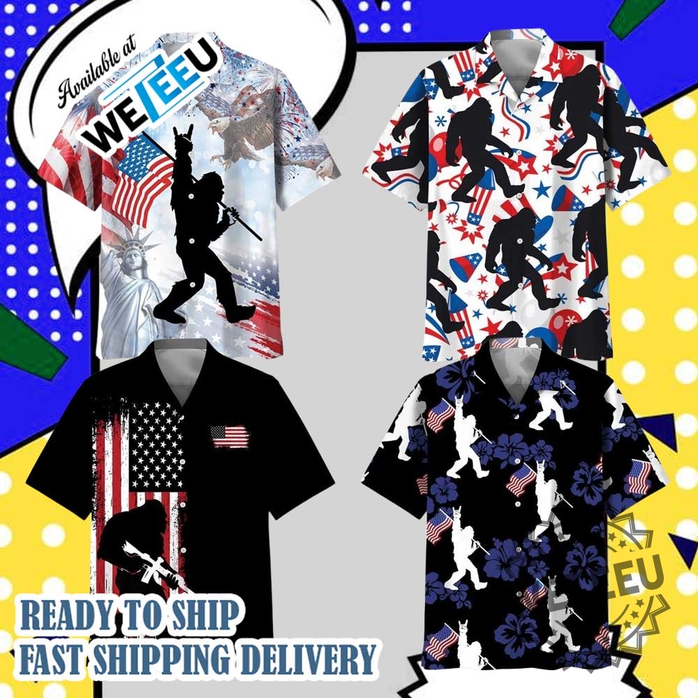 Bigfoot Independence Day 4Th July Hawaiian Shirt