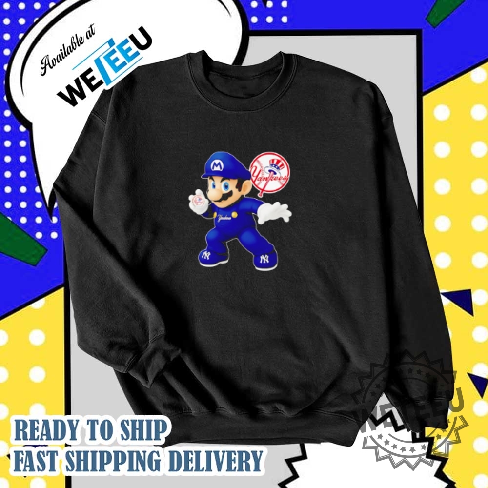 Super Mario Holding Baseball New York Yankees Shirt 6 Super Mario holding baseball New York Yankees shirt