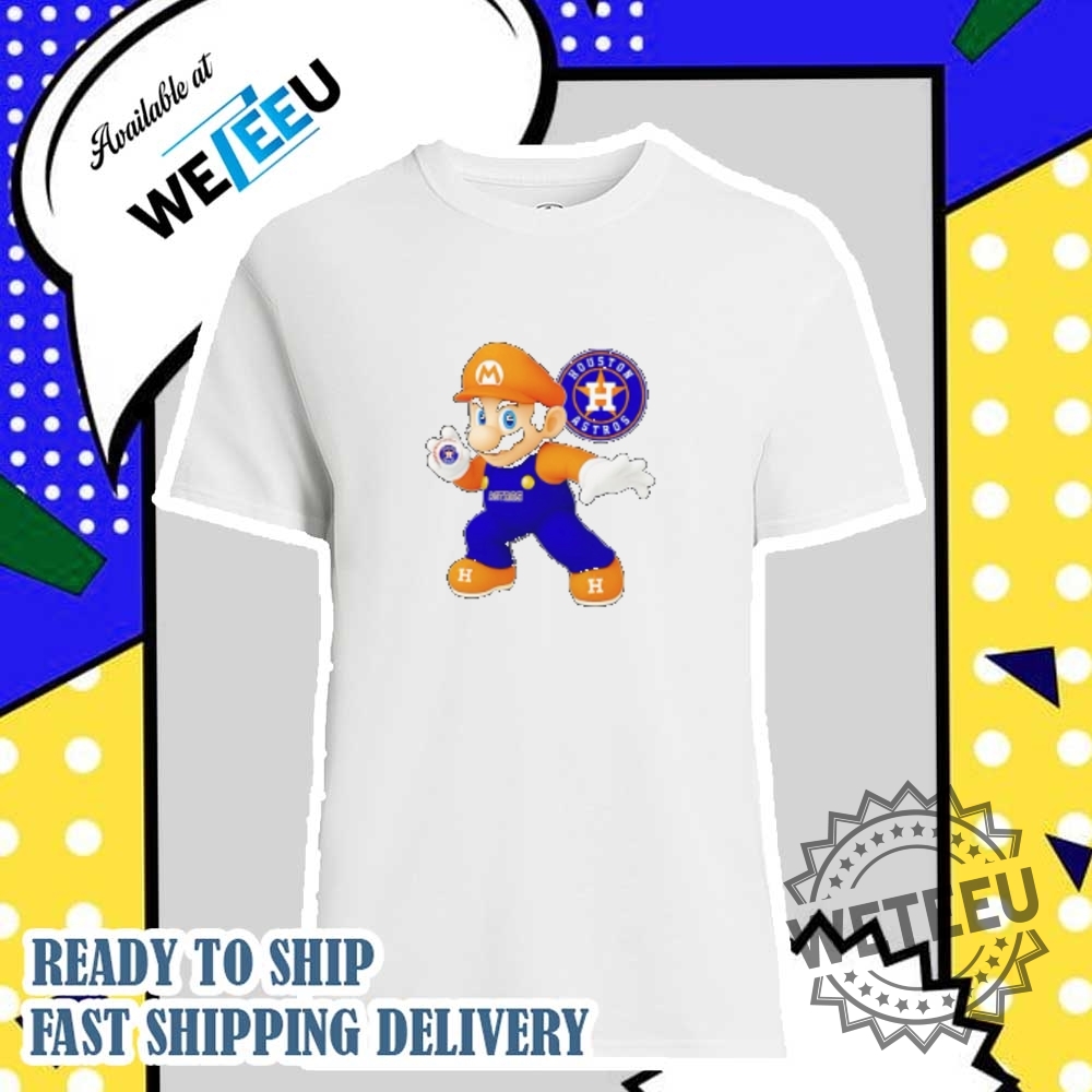 Super Mario Holding Baseball Houston Astros Shirt