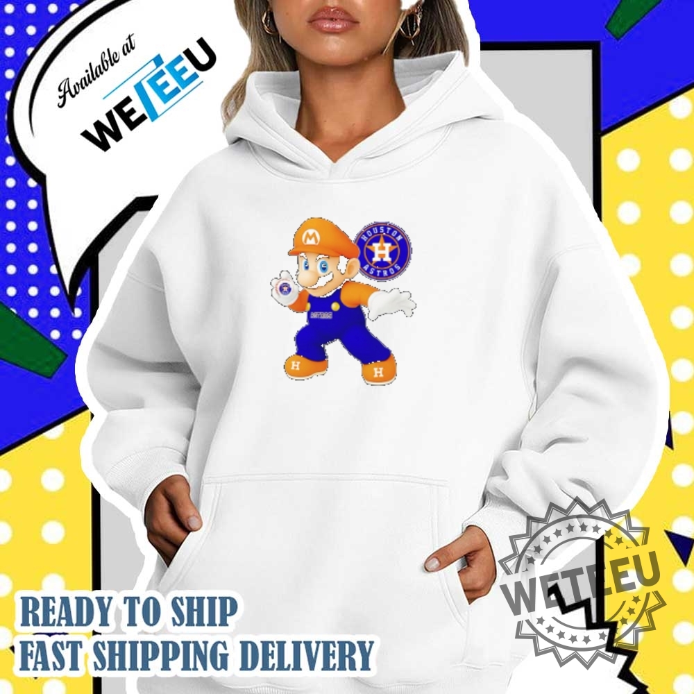 Super Mario Holding Baseball Houston Astros Shirt 5 Super Mario holding baseball Houston Astros shirt