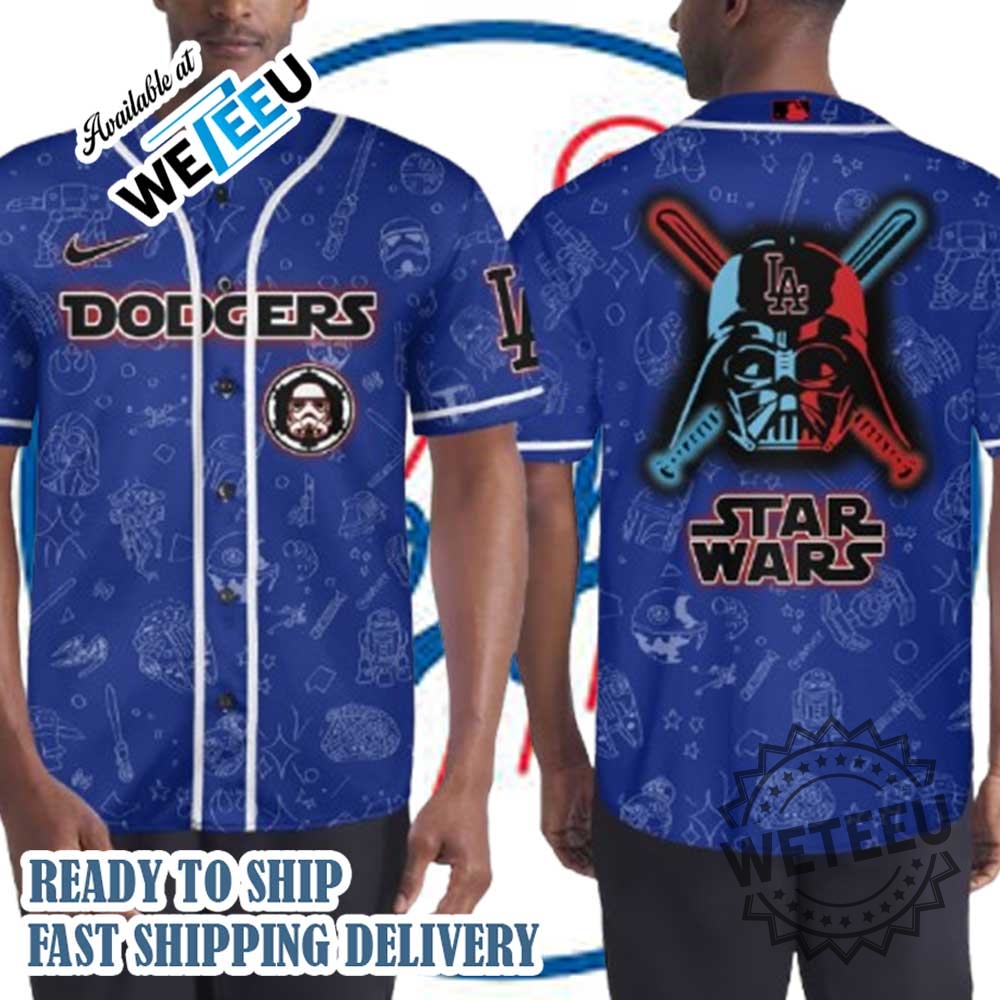 Los Angeles Dodgers Star Wars Blue Baseball Jersey 3 Los Angeles Dodgers Star Wars Blue Baseball Jersey
