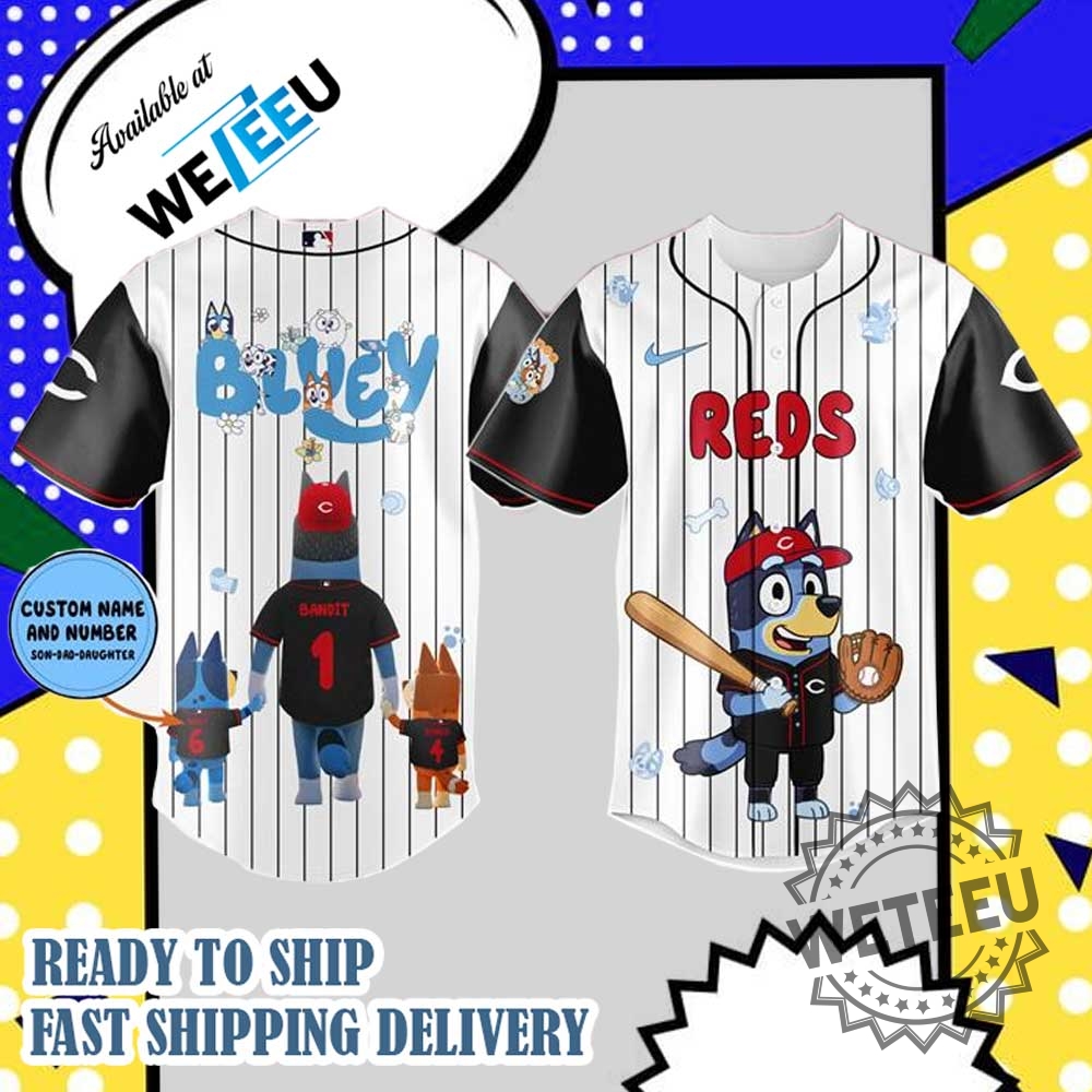 Bluey Cincinnati Reds Happy Fathers Day Baseball Jersey