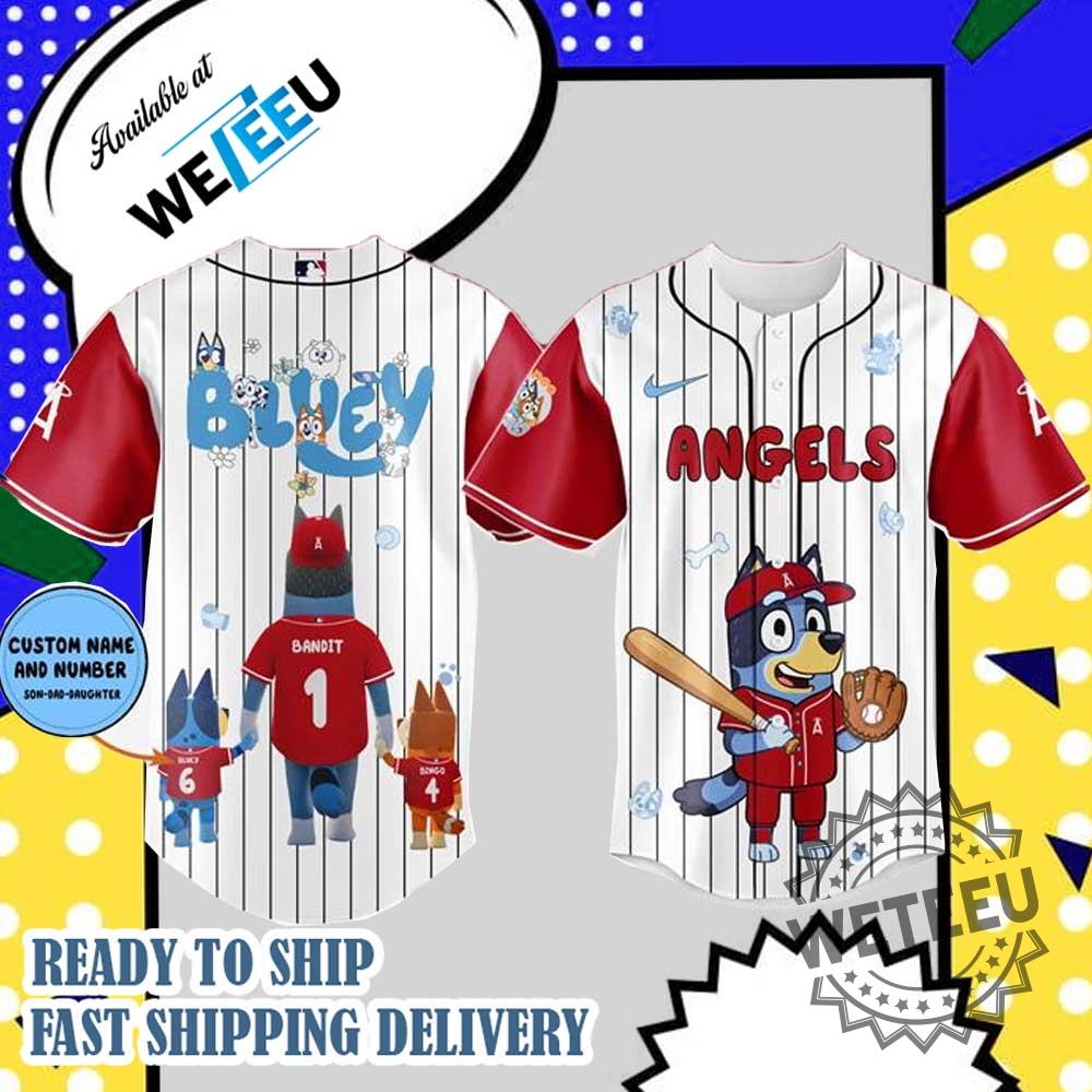 Bluey Los Angeles Angels Happy Fathers Day Baseball Jersey
