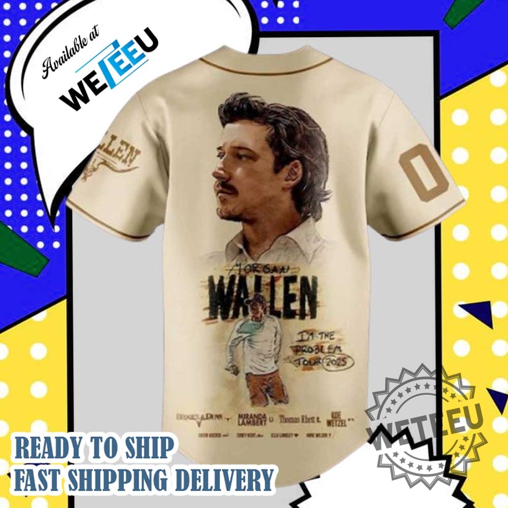 Morgan Wallen Baseball Jersey Im The Problem Tour 2025 5 Morgan Wallen Baseball Jersey I’m The Problem Tour 2025